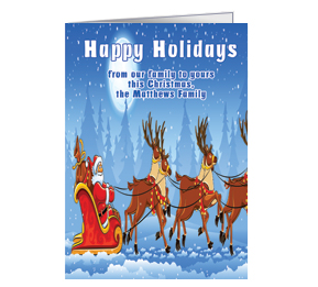 Christmas Holiday Sleigh Running Through Cards 5.50" x 7.875" w-envelope