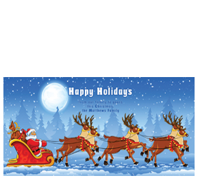 Christmas Holiday Sleigh Running Through Cards  8" x 4" w-envelope