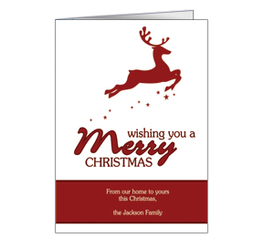 Christmas Prancing Reindeer Cards  5.50" x 7.875" w-envelope