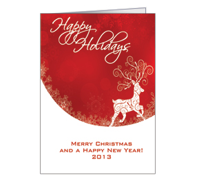 Christmas Red Elegant Holiday Reindeer Cards  5.50" x 7.875" w-envelope