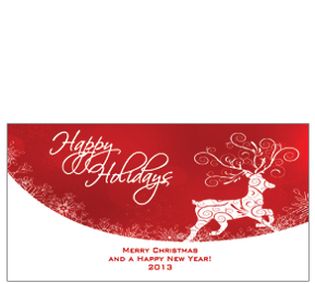 Christmas Red Elegant Holiday Reindeer Cards  8" x 4" w-envelope