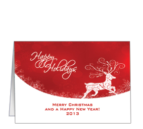 Christmas Red Elegant Holiday Reindeer Cards 7.875" x 5.50" w-envelope