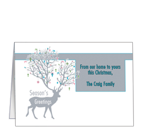 Christmas Reindeer with Large Antlers Cards  7.875" x 5.50" w-envelope