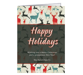 Christmas Rustic Holiday Reindeer Background Cards  5.50" x 7.875" w-envelope