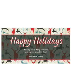 Christmas Rustic Holiday Reindeer Background Cards  8" x 4" w-envelope