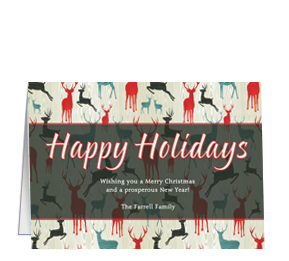 Christmas Rustic Holiday Reindeer Background Cards  7.875" x 5.50" w-envelope 