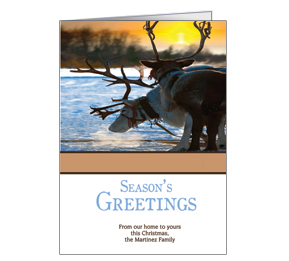 Christmas Season's Greetings Reindeer at Sunset Cards  5.50" x 7.875" w-envelope