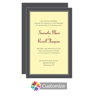 Canery Classical 5 x 7.875 Flat Card Wedding Invitation