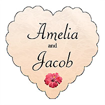 Coralbell Lace Heart Wedding Label