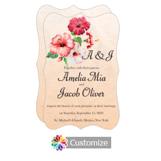 Fancy Floral Coralbell Lace Wedding Invitation Card 5 x 7.875