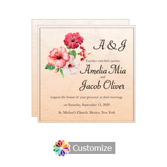 Floral Coralbell Lace Square Wedding Invitation 5.875 x 5.875