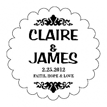 Paisley Scalloped Circle Wedding Labels 