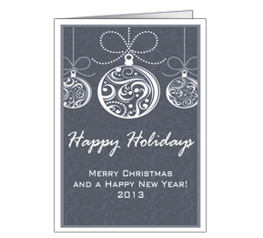 Christmas Card w-Envelope 5.50" x 7.875" Decorative Abstract Holiday Ornaments Business Style