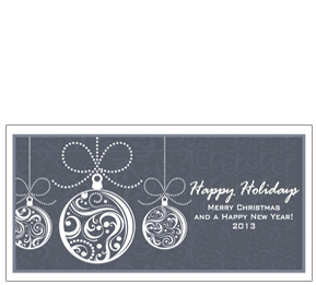 Christmas Card w-Envelope 8" x 4" Decorative Abstract Holiday Ornaments Business style