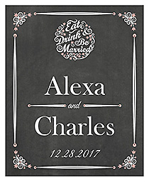 Eat Drink be Married Chalkboard Vertical Big Rectangle Wedding Labels