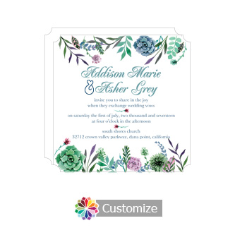 Elegant Floral Spring Meadow Flowers Square Wedding Invitation 5.875 x 5.875