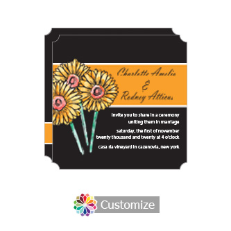 Elegant Floral Summer Floral Trio Square Wedding Invitation 5.875 x 5.875