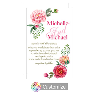 Floral Elegant Summer Poppy Wedding Invitation Card 5 x 7.875