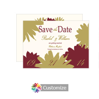 Fall Flowers Save the Date Wedding Card 4.5 x 6.25