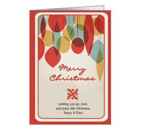 Christmas Card w-Envelope 5.50" x 7.875" Feliz Navidad Ornaments Business Style