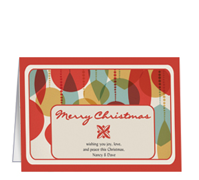 Christmas Card w-Envelope 7.875" x 5.50" Feliz Navidad Ornaments Business Style