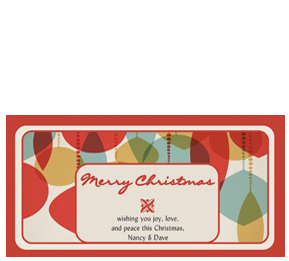 Christmas Card w-Envelope 8" x 4" Feliz Navidad Ornaments Business style 