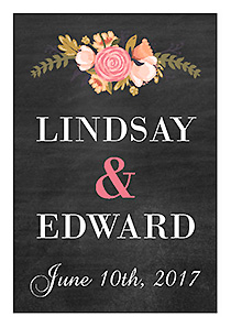 Floral Chalkboard Big Rectangle Wedding Label