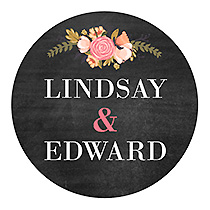 Floral Chalkboard Circle Wedding Label