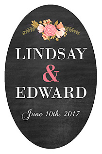 Floral Chalkboard Oval Wedding Label