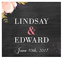 Floral Chalkboard Square Wedding Label