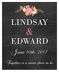 Floral Chalkboard Vertical Big Rectangle Wedding Labels