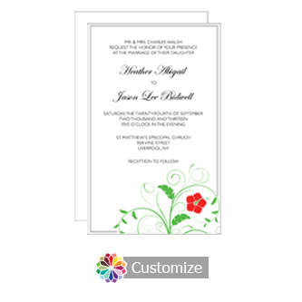 Floral 5 x 7.875 Flat Card Wedding Invitation