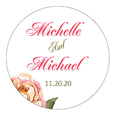 Floral Elegant Summer Poppy Circle Wedding Label