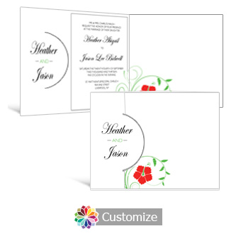 Floral 7.25 x 5.125 Folded Wedding Invitation