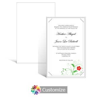 Floral 5 x 7.875 Layered Rectangle w/Vellum Wedding Invitation