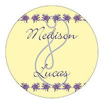 Floral Lovely Lavender Big Circle Wedding Label