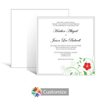 Floral 5.875 x 5.875 Square Wedding Invitation