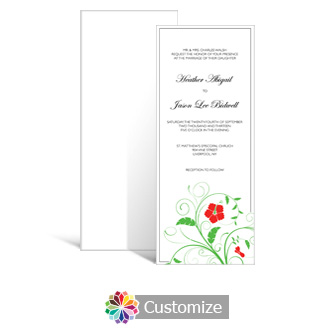 Floral 3.625 x 8.875 Tea-Length Wedding Invitation