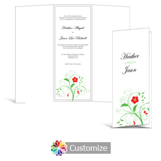 Floral 3.625 x 8.875 Tri-Fold  Wedding Invitation