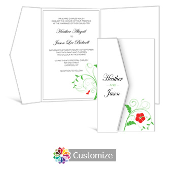 Floral 5 x 7.875 Double Folded Wedding Invitation