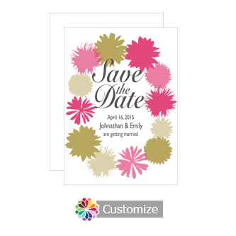 Flower Wreath Save the Date Wedding Card 4.5 x 6.25