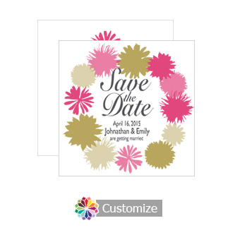 Flower Wreath Save the Date Wedding Card 5.25 