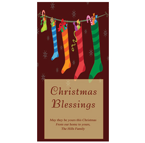 Family Stockings Hanging Christmas Card w-Envelope 4" x 8" business style