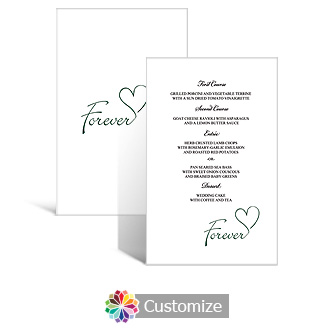 Forever Swirly 5 x 7.875 Rectangle Flat Wedding Menu