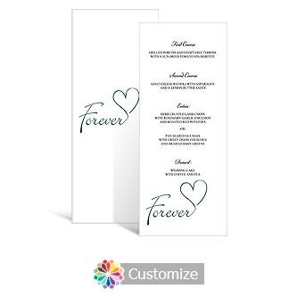 Forever  Swirly 3.625 x 8.875 Tea-Length Wedding Menu