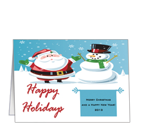 Christmas Card w-Envelope 7.875" x 5.50" Frosty Snowman Santa and Snow Business Style 