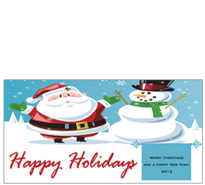 Christmas Card w-Envelope 8" x 4" Frosty Snowman Santa and Snow business style