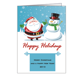 Christmas Card w-Envelope 5.50" x 7.875" Frosty Snowman Santa and Snow Business Style