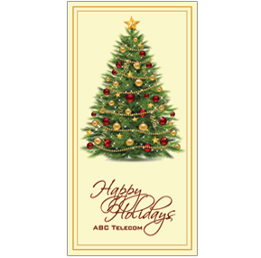 Fully Decorated Christmas Tree Card w-Envelope 4" x 8" business style