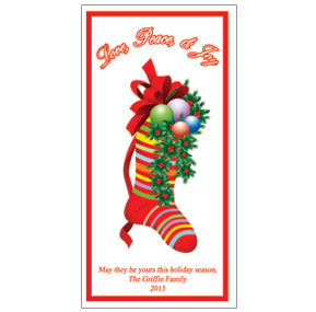 Fully Stuffed Christmas Stocking Card w-Envelope 4" x 8" business style